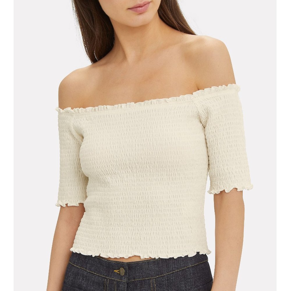 Fifth & Mode - Eva Smocked Top in Ivory - NWT